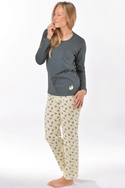 Dámské pyžamo 19169P - bavlna - Tmavě šedá