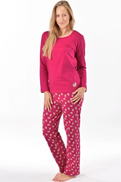 Dámské pyžamo 19169P - bavlna - Tmavě růžová