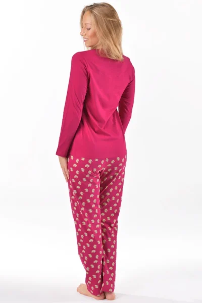 Dámské pyžamo 19169P - bavlna - Tmavě růžová