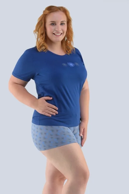 Dámské pyžamo 19106P - Bavlna - Tmavě modrá-šedá
