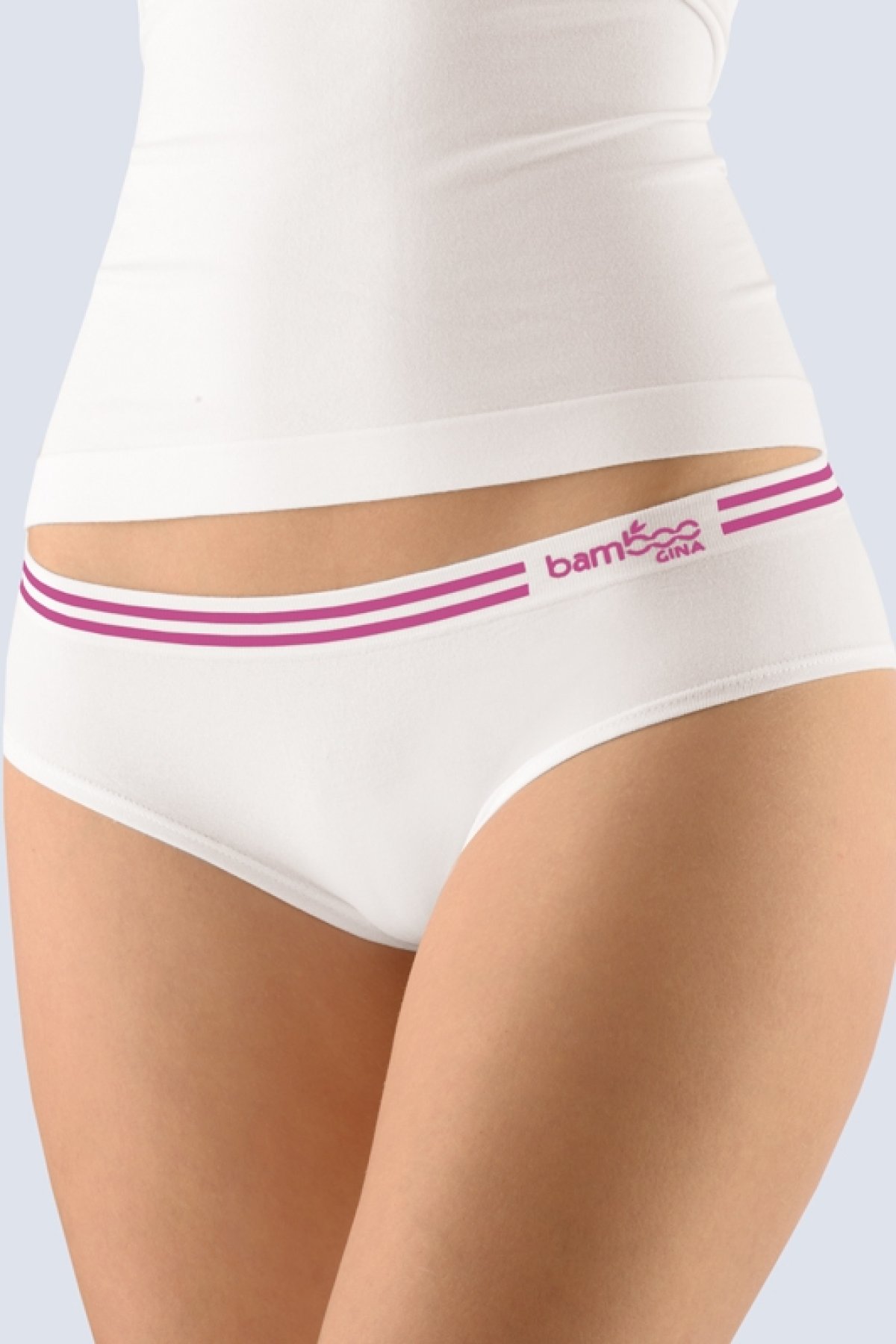Francouzské kalhotky Gina 04021P - bezešvé Bílo-růžová M/L