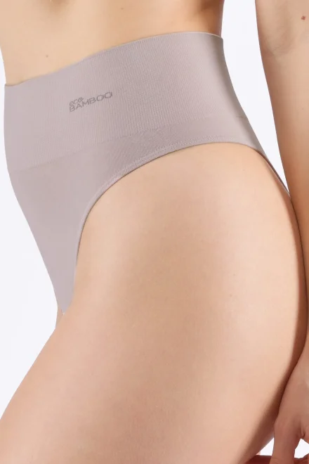 Tanga 05015P - s vyšším pasem - Hnědo-šedá