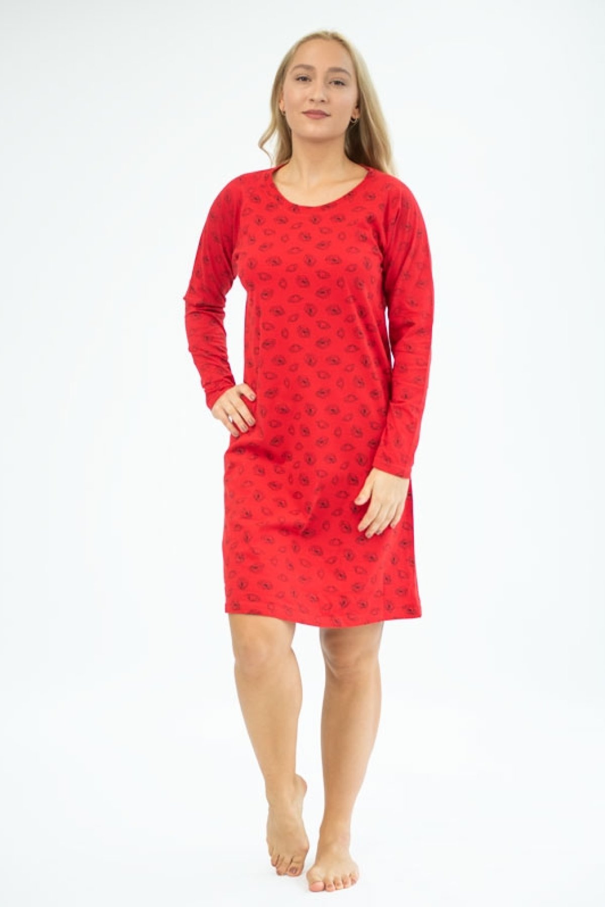 Noční košilka Gina 19133P - bavlna Červená 2XL