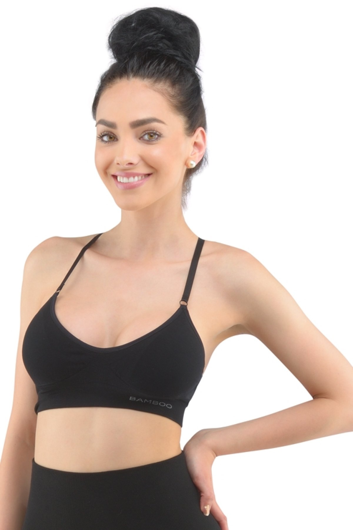 Sportovní bezešvá podprsenka Gina 07020P - bambus Černá L/XL