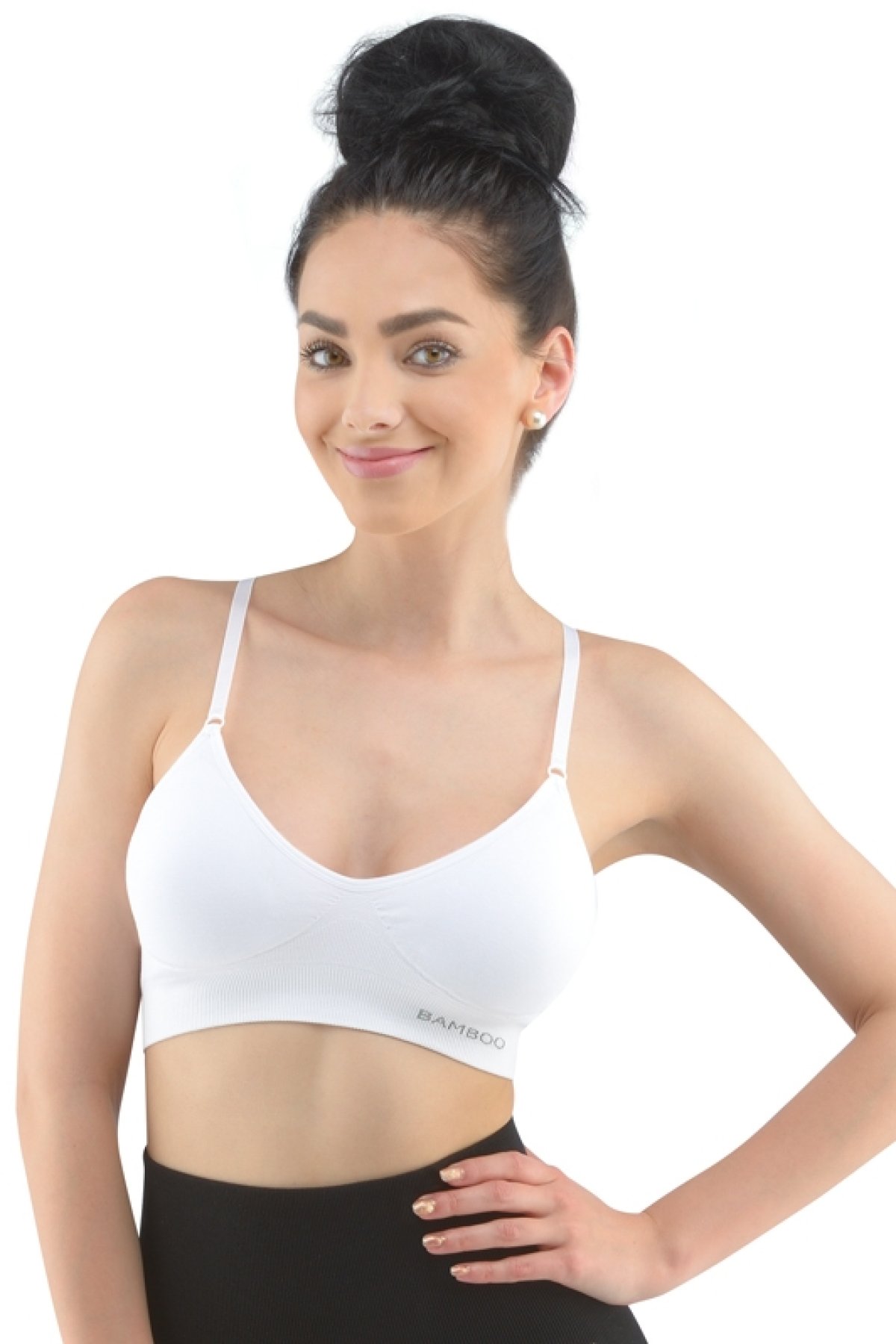 Sportovní bezešvá podprsenka Gina 07020P - bambus Bílá L/XL