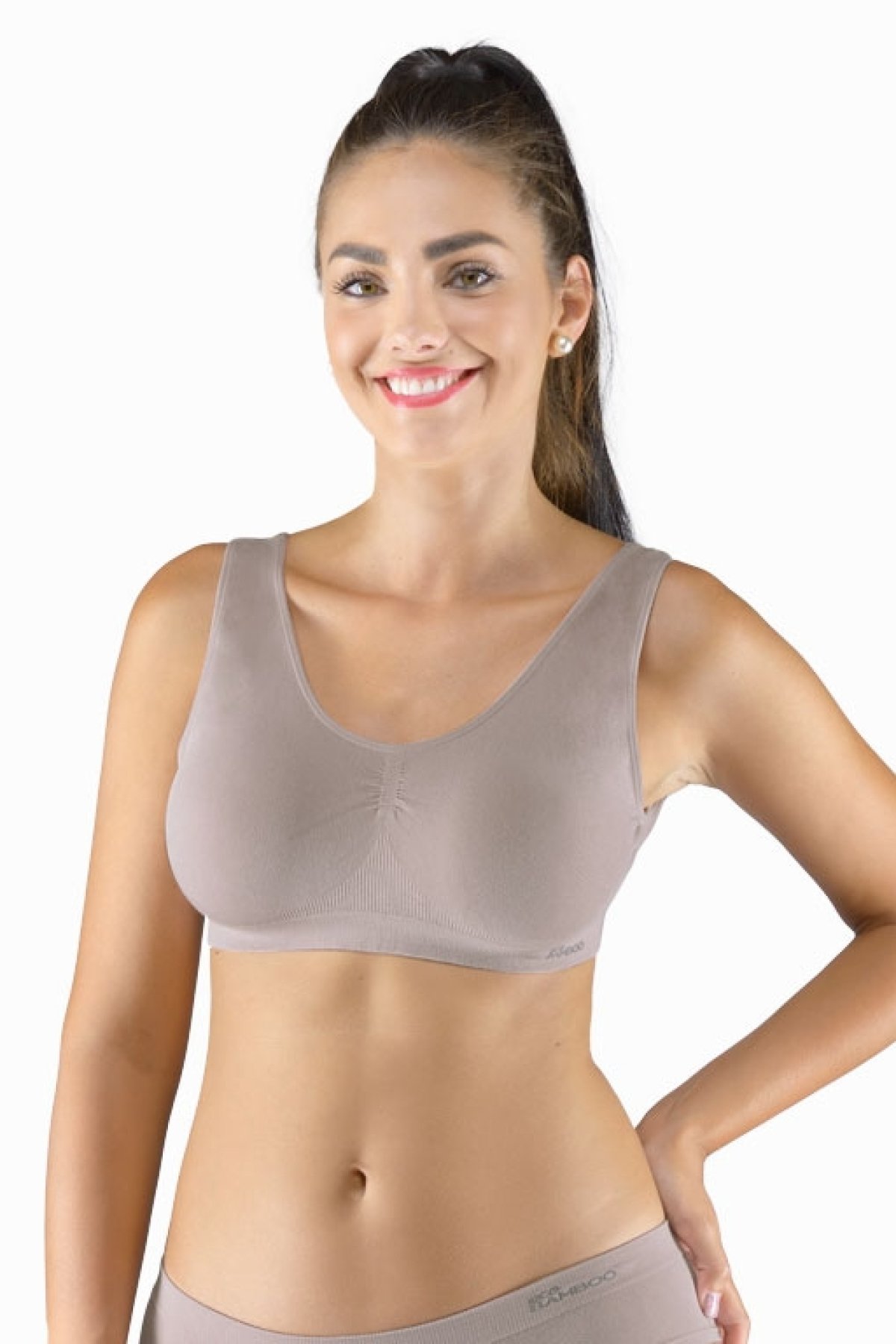 Podprsenkový top Gina 07016P - ECO bambus Hnědo-šedá XL/2XL
