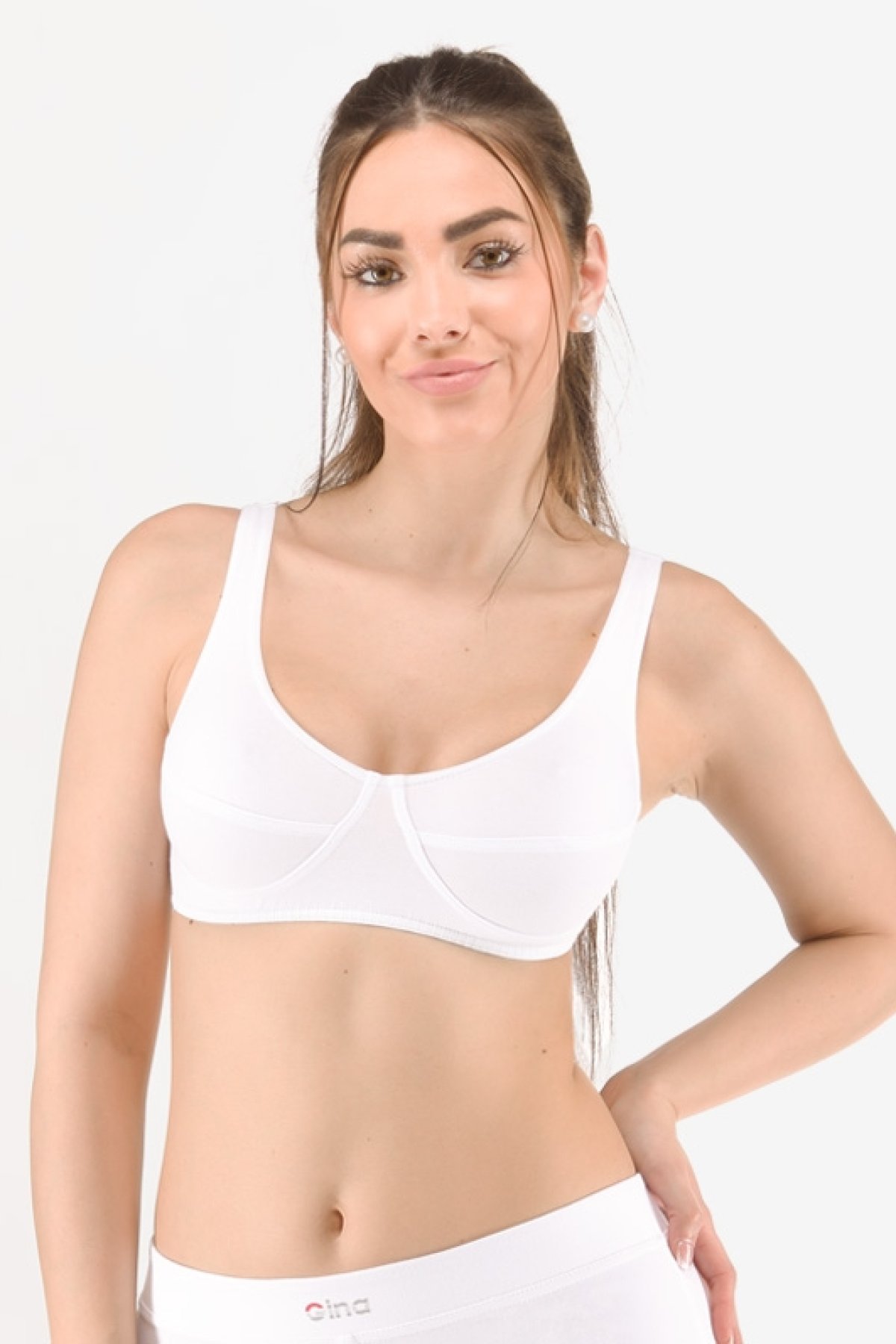 Bavlněná sportovní podprsenka Gina 97017P Bílá 2XL