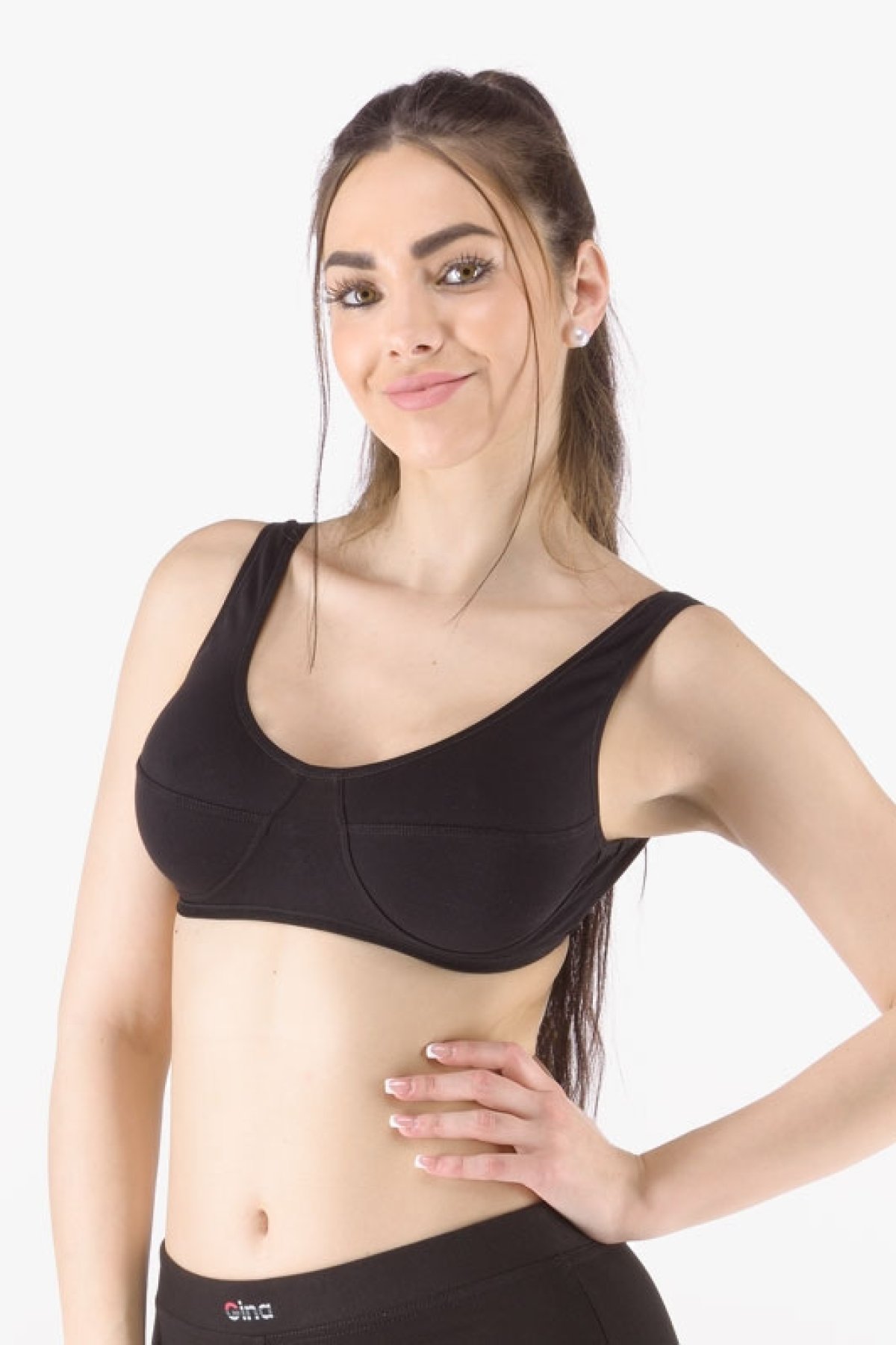 Bavlněná sportovní podprsenka Gina 97001P Černá L