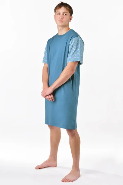 Pánská noční košile 79202P - bavlna - Světle modrá
