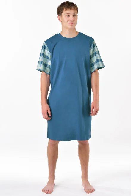 Noční košile 79200P - bavlna - Zeleno-modrá (teal)