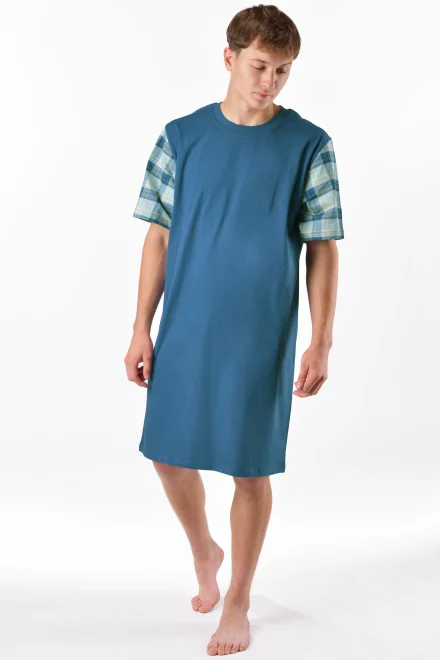Noční košile 79200P - bavlna - Zeleno-modrá (teal)