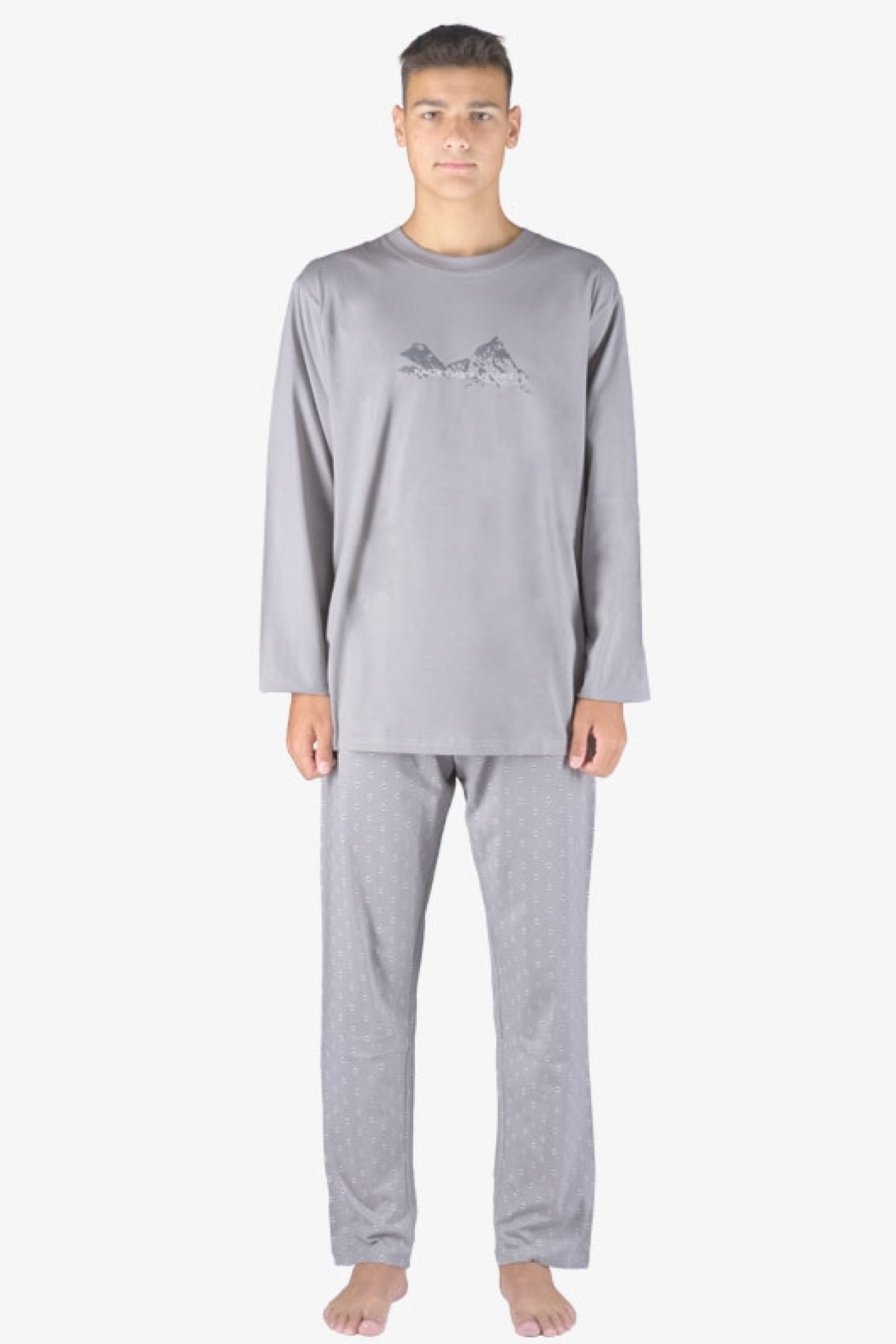 Pánské pyžamo Gina 79151P - Bavlna Světle šedá 2XL