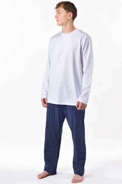 Pánské pyžamo 79195P - bavlna - Bílá