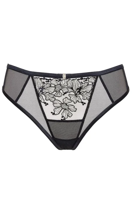 Tanga Fleur - s dvojitým tylem - Černá