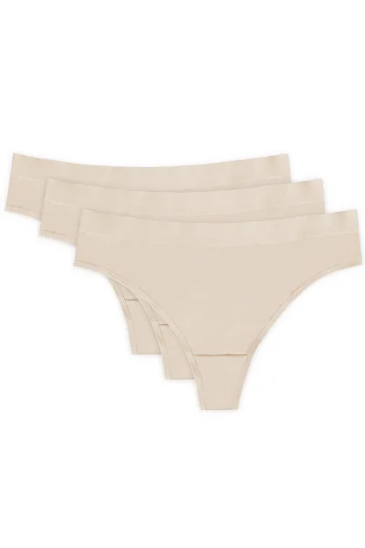 3 PACK Tanga Alana - bavlna - Béžová