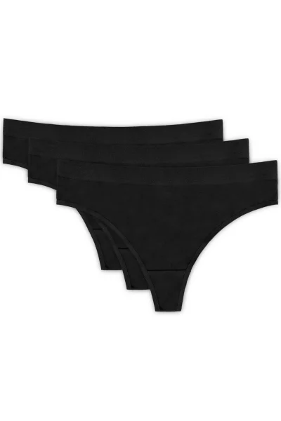 3 PACK Tanga Alana - bavlna - Černá