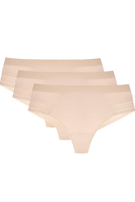 3 PACK tanga Olga - bavlna - Béžová