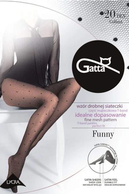 Vzorované silonky 05-FUNNY 20 DEN - Černá