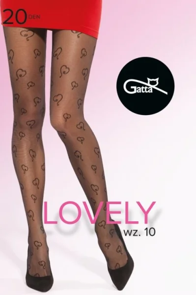 Vzorované silonky Lovely 10 - 20 DEN - Černá