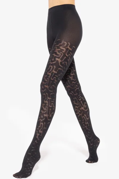 Vzorované silonky Lorien 26 - 40 DEN - Černá