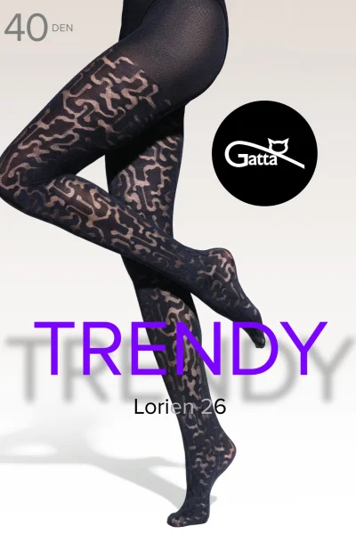 Vzorované silonky Lorien 26 - 40 DEN - Černá