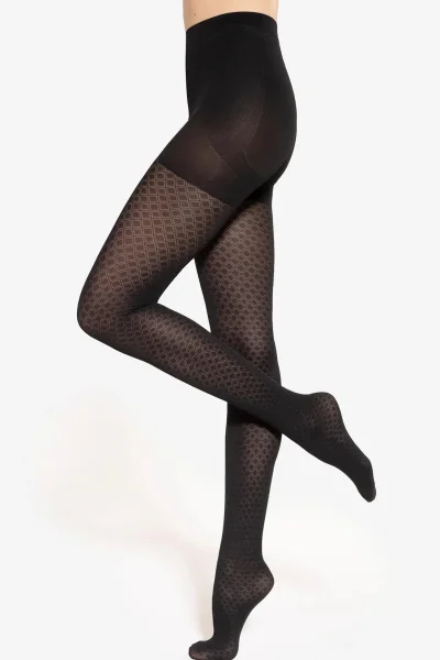 Vzorované silonky Modeline 08 - 40 DEN - Černá