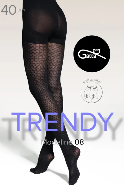 Vzorované silonky Modeline 08 - 40 DEN - Černá