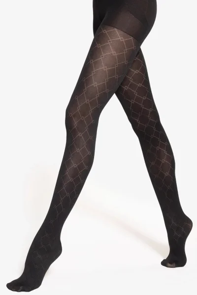 Vzorované silonky Modeline 07 - 40 DEN - Černá