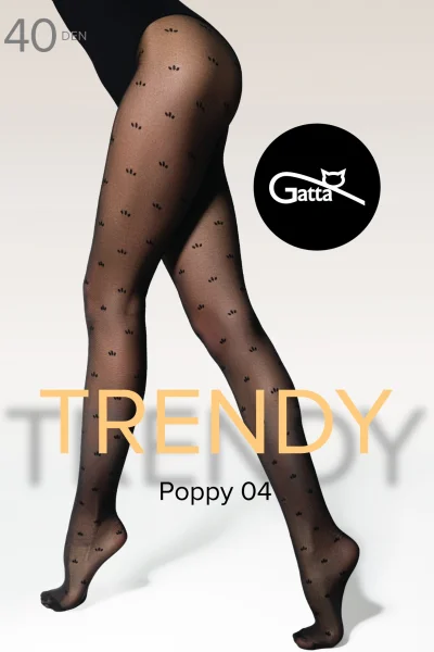Vzorované silonky Poppy 04 - 40 DEN - Černá