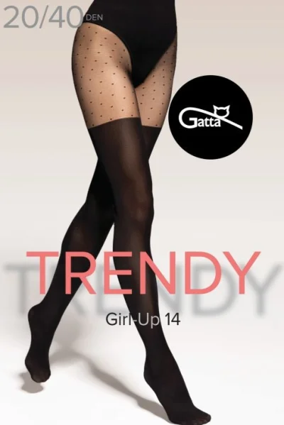 Vzorované silonky Girl-Up 14 - 20/40 DEN - Černá