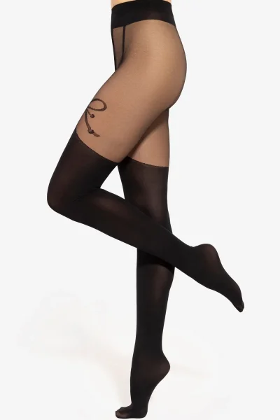 Vzorované silonky Girl-Up 07 - 20/40 DEN - Černá