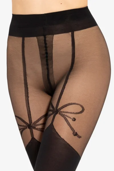 Vzorované silonky Girl-Up 07 - 20/40 DEN - Černá