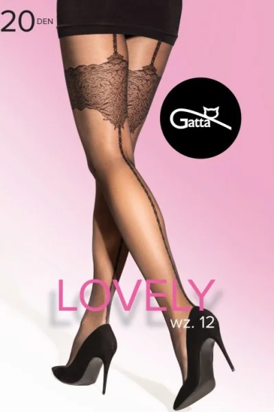 Vzorované silonky Lovely 12 - 20DEN - Černá