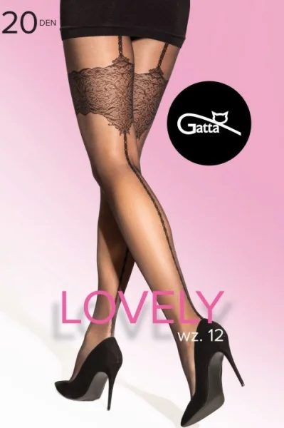 Vzorované silonky Lovely 12 - 20DEN - Černá