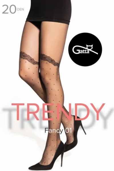 Vzorované silonky Fancy 01 - 20 DEN - Černá