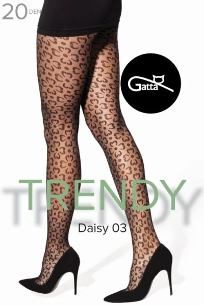 Vzorované silonky Daisy 03 - 20 DEN - Černá