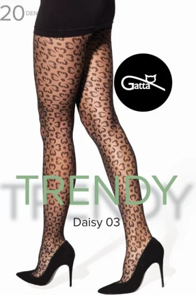 Vzorované silonky Daisy 03 - 20 DEN - Černá