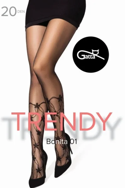 Vzorované silonky Bonita 01 - 20 DEN - Černá