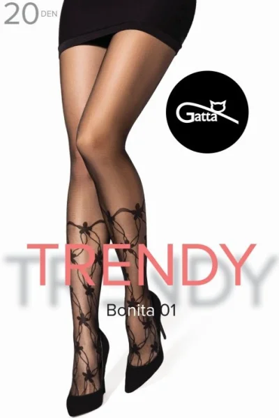 Vzorované silonky Bonita 01 - 20 DEN - Černá