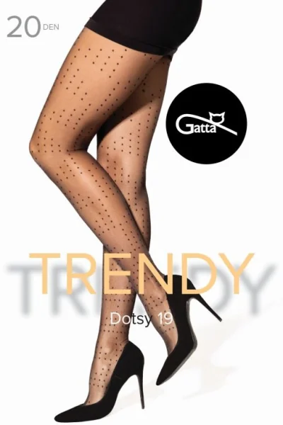 Vzorované silonky Dotsy 19 - 20 DEN - Černá