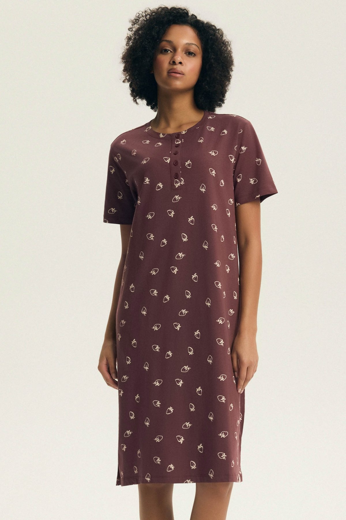 Noční košile Henderson Ladies Evika Hnědo-červená (Mahoniová) 2XL