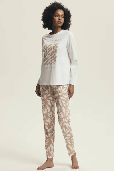 Dámské pyžamo Dextra - bavlna - Krémová