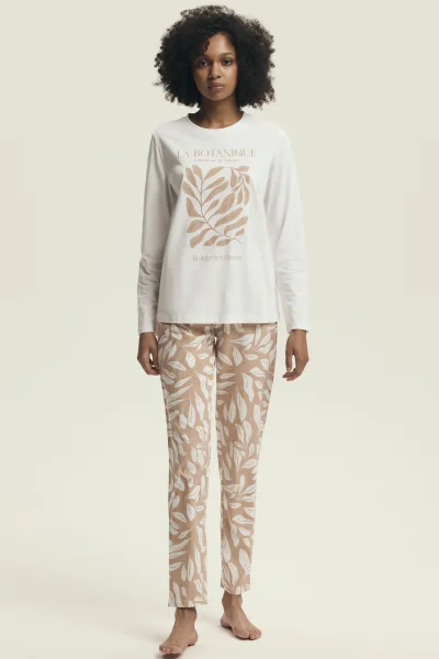 Dámské pyžamo Dextra - bavlna - Krémová