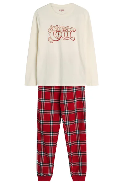 Dámské pyžamo Dalisa - flanelová bavlna - Červeno-krémová