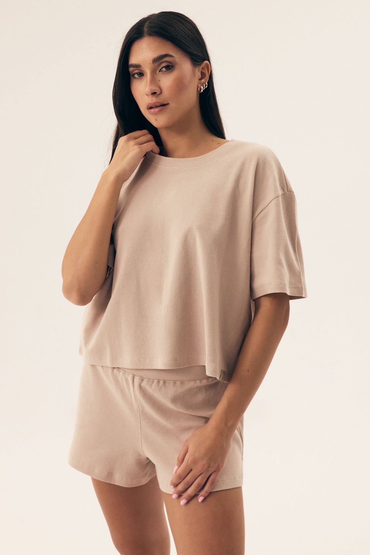 Dámské pyžamo Henderson Nilsa - bavlněná vaflovina Béžová L