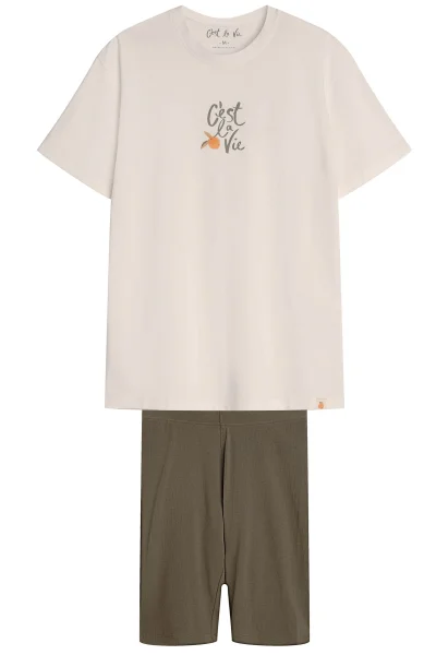 Dámské krátké pyžamo Naranja - bavlna - Ecru