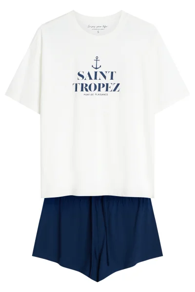 Dámské pyžamo Esaina - Tmavěmodrá-bílá