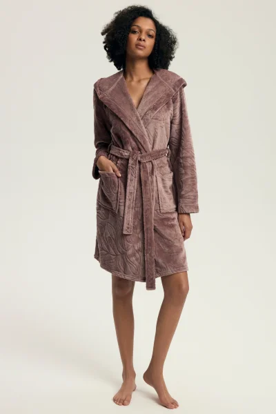 Dámský župan Daryl - Hnědo-růžová