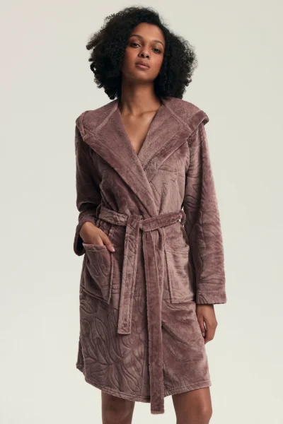 Dámský župan Daryl - Hnědo-růžová