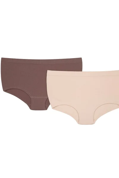 2 PACK Francouzské kalhotky 42857-K001 - vyšší pas - Barevná